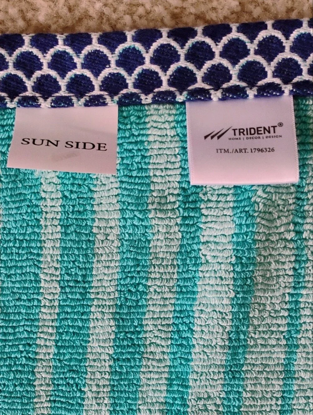 Pair Trident Turtle Tide Reversible Fouta Beach Towel 100% Cotton Sun Sand 40x72